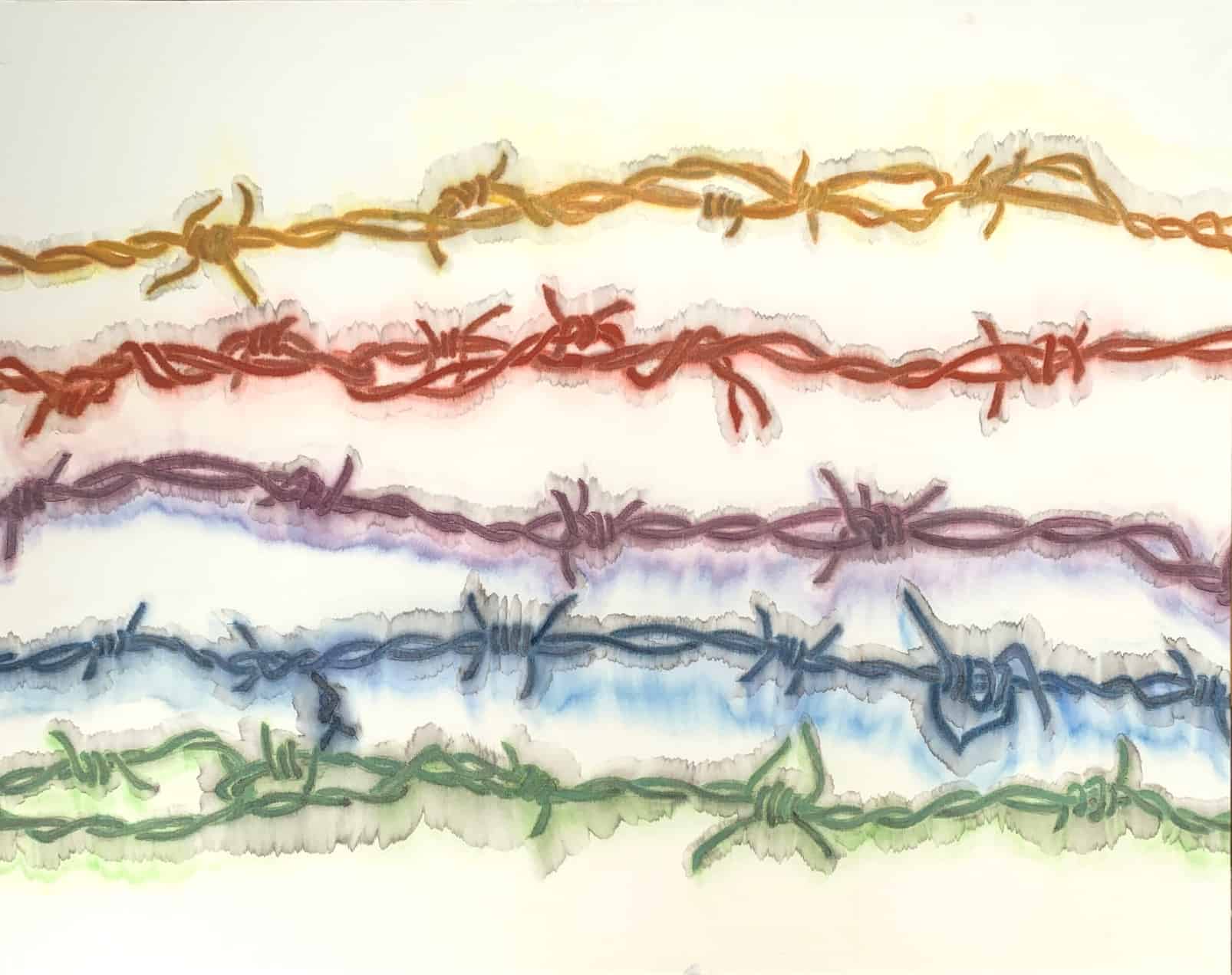 Zhang Yanzi, Barriers, 2020, ink and color on paper