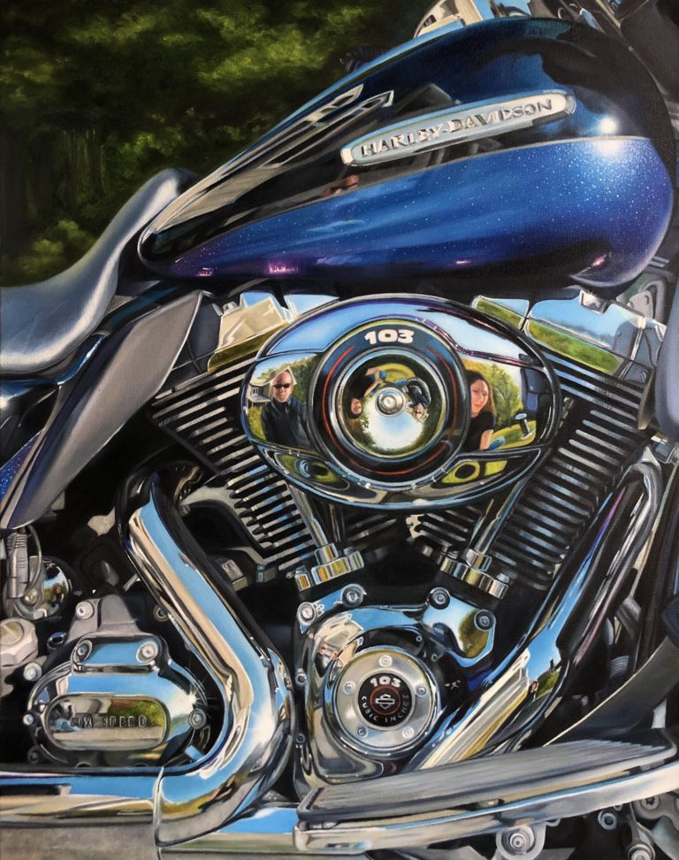 Dad's Harley Oil on canvas, 2021, 22 in x 28 in