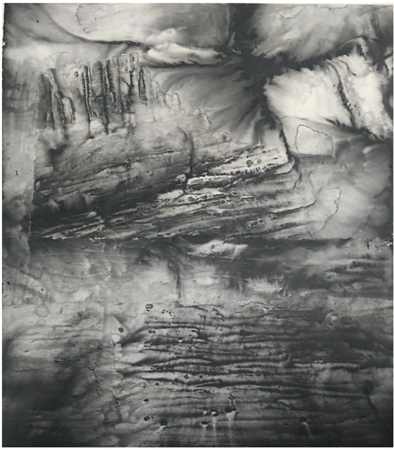 Stacked Cliff (Muted Landscape series) 32 x 29 in Ink on rice paper