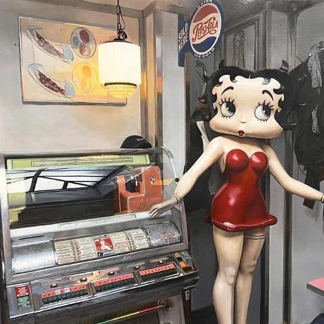 BETTY BOOP; AMERICANA, 30 X 40 INCHES, OIL ON CANVAS, 2022
