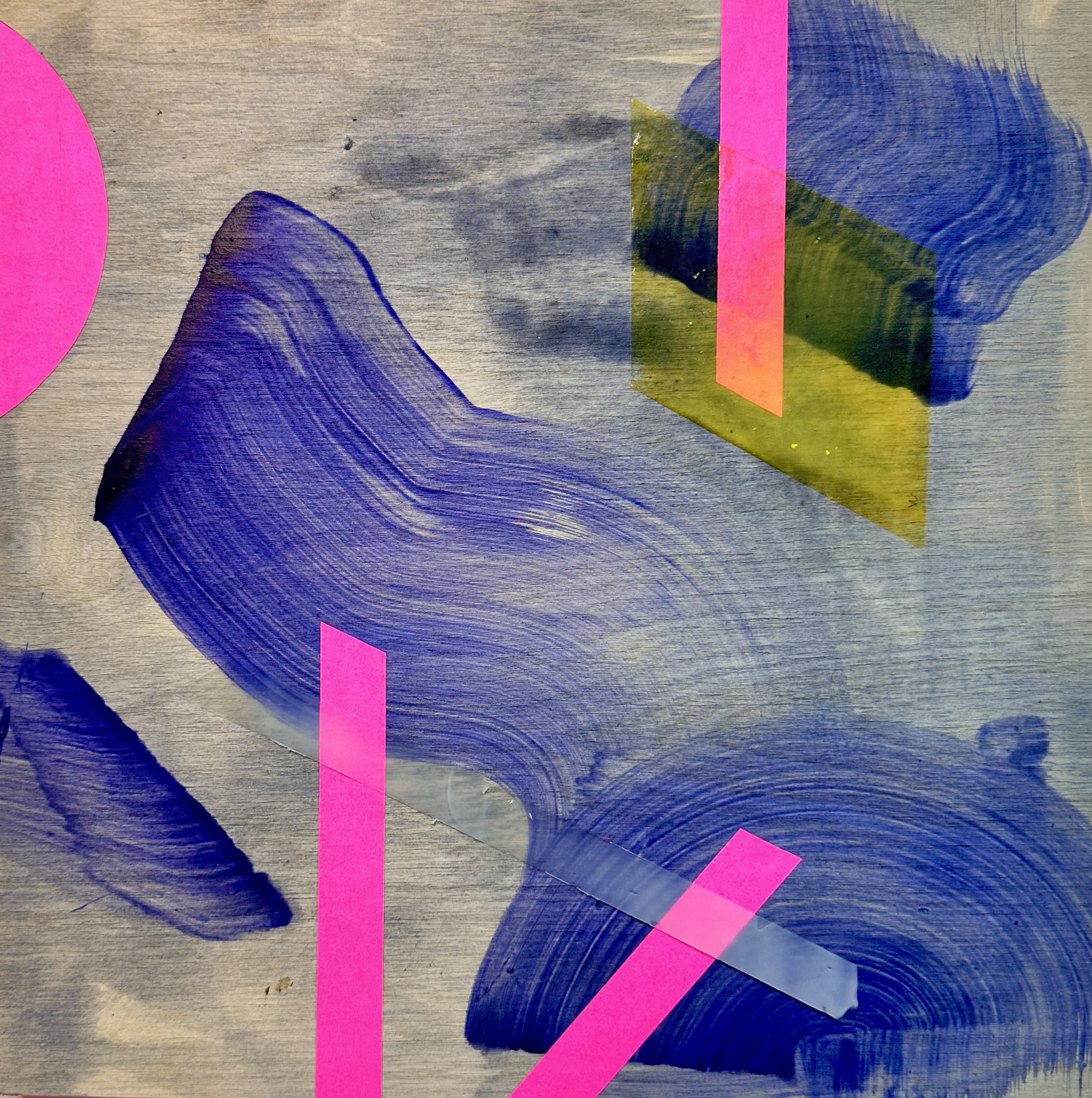 Chukwuemeka Anthony Chukwu, Aoi, 2023, acrylics, gels, and tapes on wood