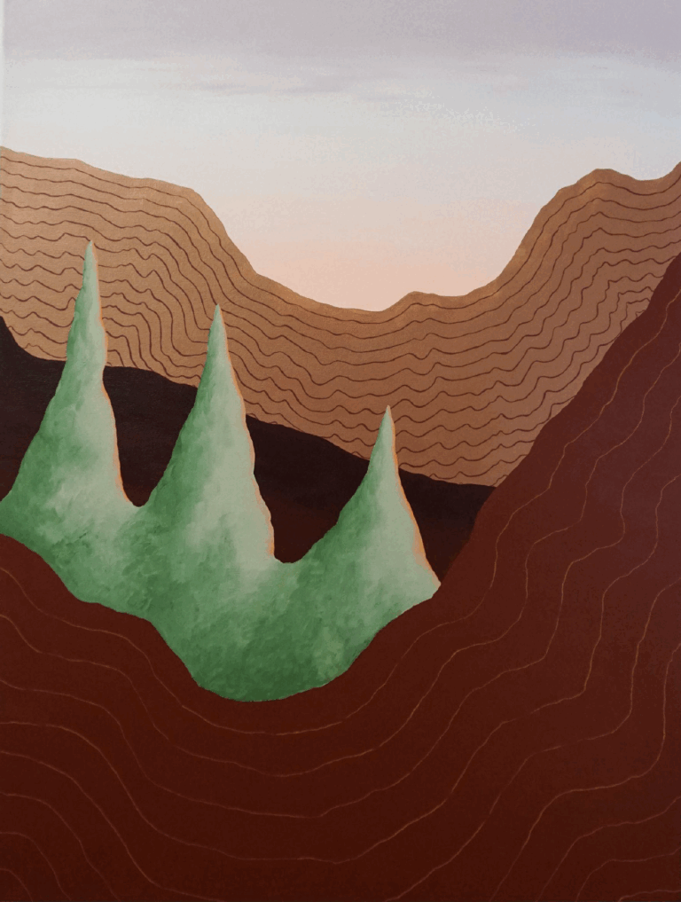 The Lichen Pikes 36” x 24” Acrylic on canvas 2025 Kristian Battell