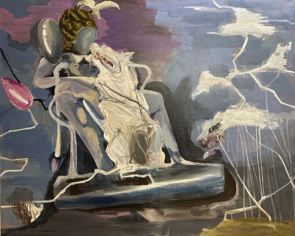Li Xu, A Blonde Wig with Rabbit Ears, 2026, acrylic and oil on canvas