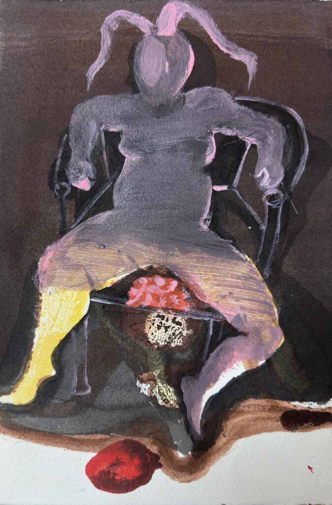 Li Xu, Seated Rabbit Figure, 2026, acrylic on paper