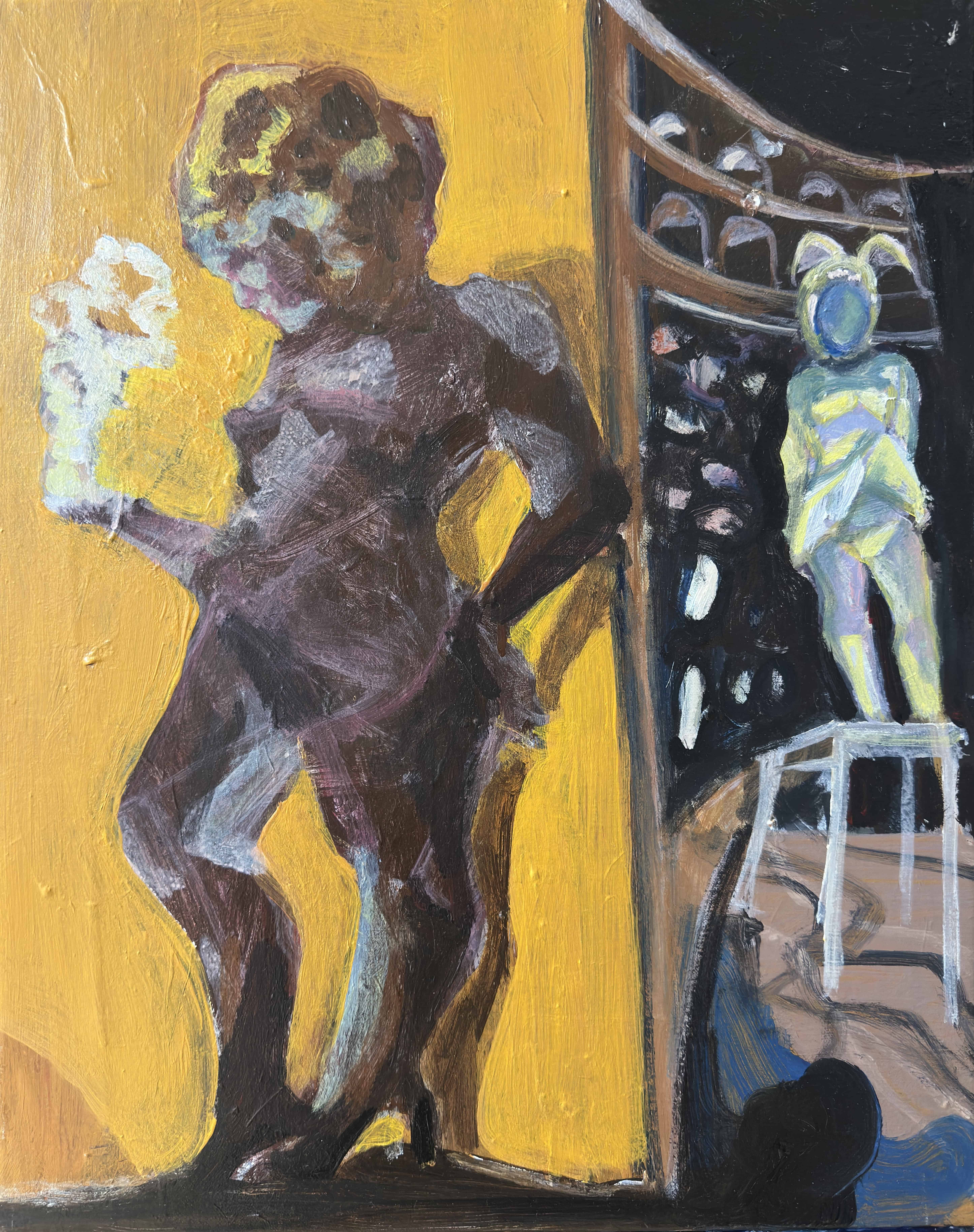 Li Xu, Waiting Backstage, 2026, acrylic and oil on canvas