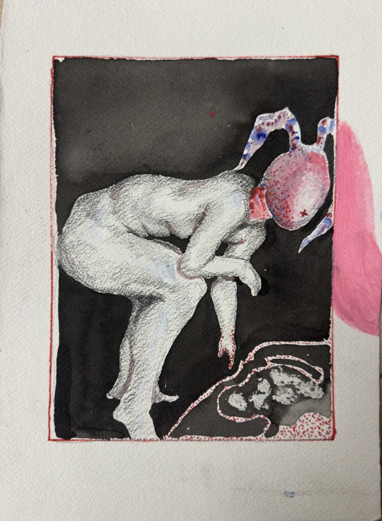 Li Xu, Seeking Rabbit Hole 2, 2026, pencil and acrylic on paper