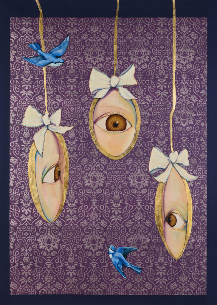 Flying Knight, Tiffany Twisted, 2025, oil, acrylic, gold leaf on canvas