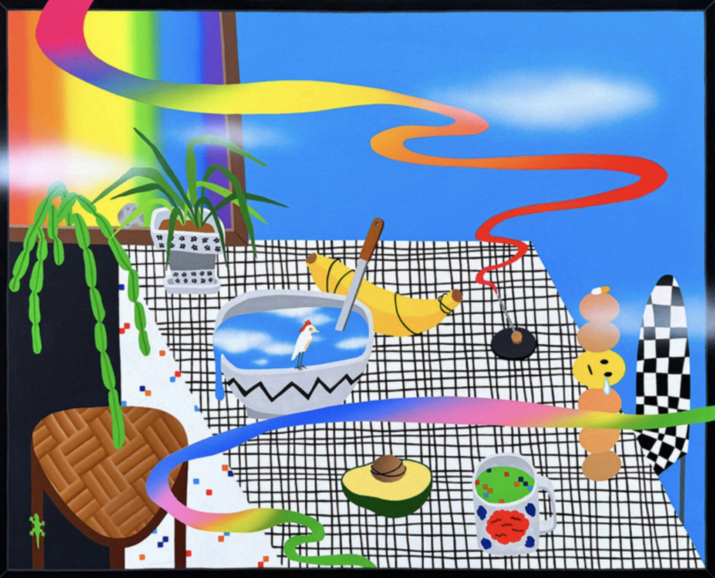 Arom Ju, Colorful Leaks, 2025, acrylic on canvas