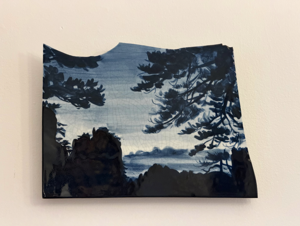 Min Huang, Shards of Serenity 1, 2023, blue and white porcelain