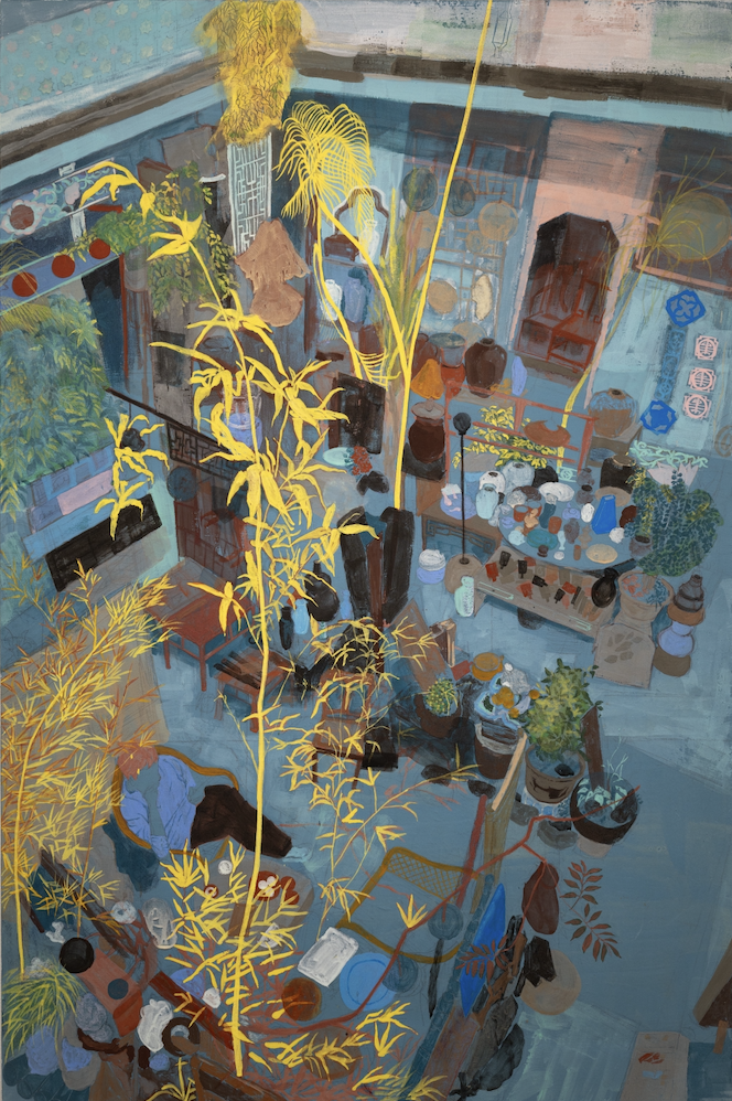 Nanxing Zheng, I’ve Seen the Old Evidence, 2025, mineral pigments on paper sketch on wood panel