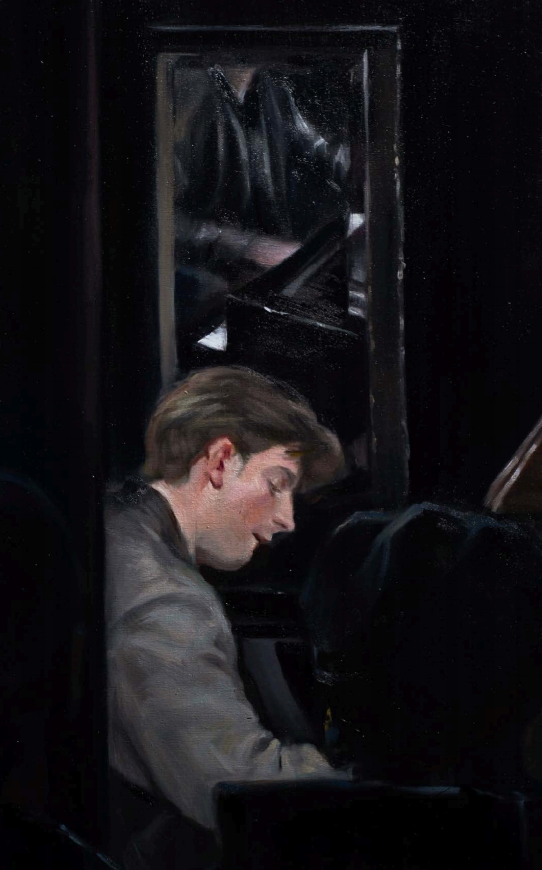 Theresia Zhang, Midnight Jazz, 2024, oil on panel
