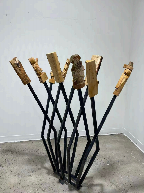Wyatt Lux, Cheval de Frise, 2025, steel and wood