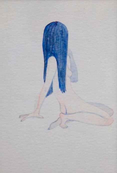 Xiangni Song, Blue, 2025, ink on paper, 6 x 4 in