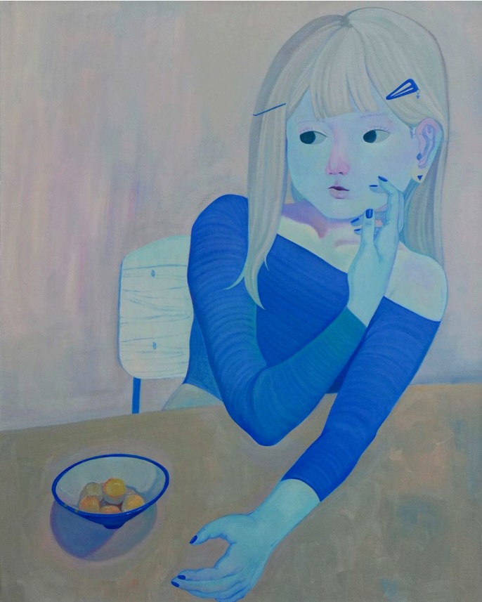 Xiangni Song, Curry Fishballs, 2024, oil on canvas, 30 x 24 in
