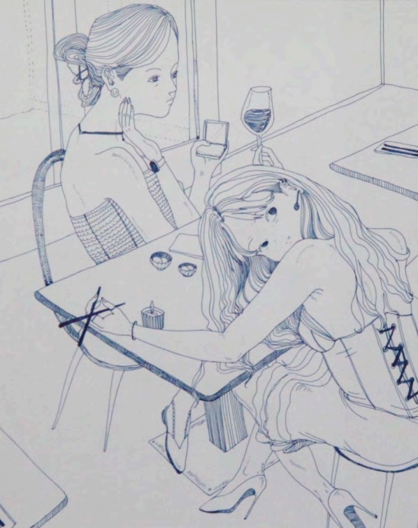 Xiangni Song, Endless Waiting, 2025, ink on paper, 12 x 9 in