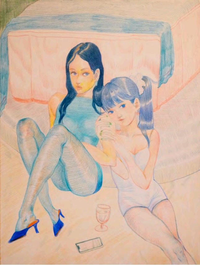 Xiangni Song, Glass, 2025, color pencil on bristol paper, 12 x 9 in