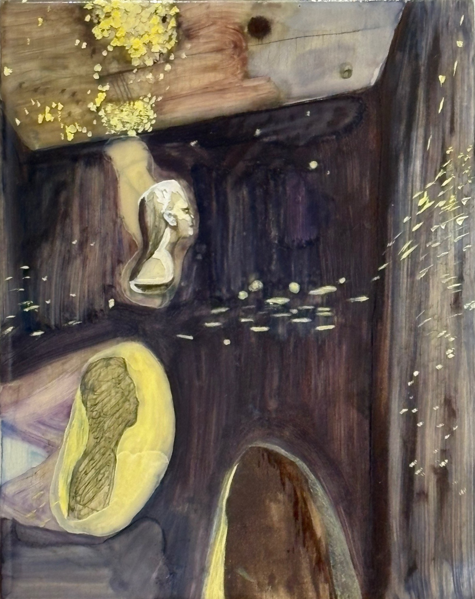 Xinzi Luo, Egyptian room, 2025, oil resin on wood panel