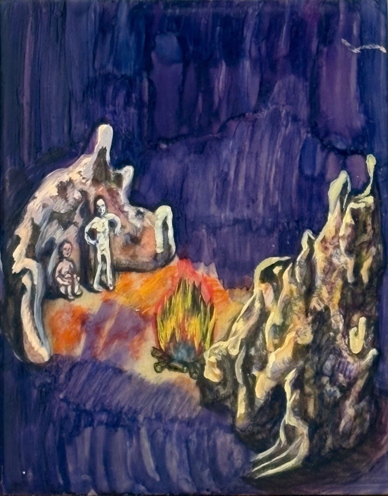 Xinzi Luo, Flame, 2025, oil resin on wood panel
