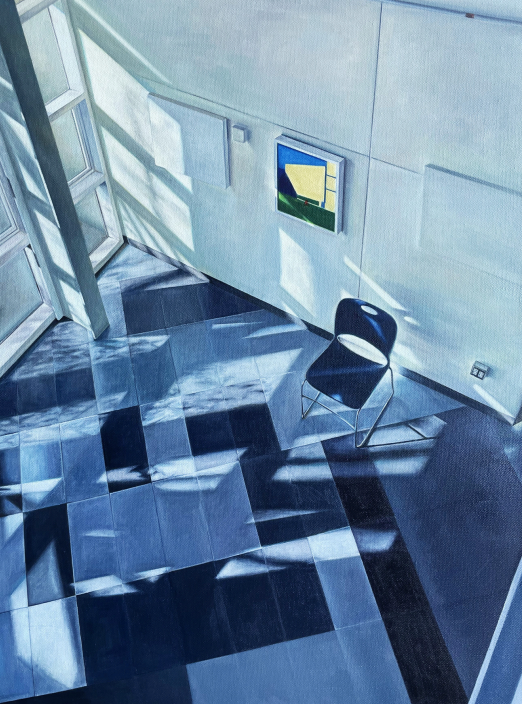 Yu Cheng, Blue Chair, 2024, oil on canvas