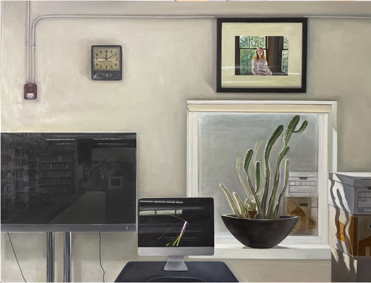 Yu Cheng, Library, 2025, oil on panel
