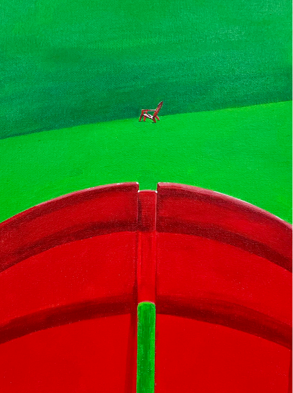 Yu Cheng, Red Chair: Gap, 2022, acrylic on canvas