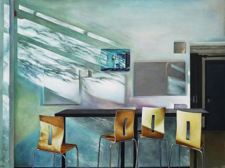 Yu Cheng, Six Chairs, 2023, oil on canvas