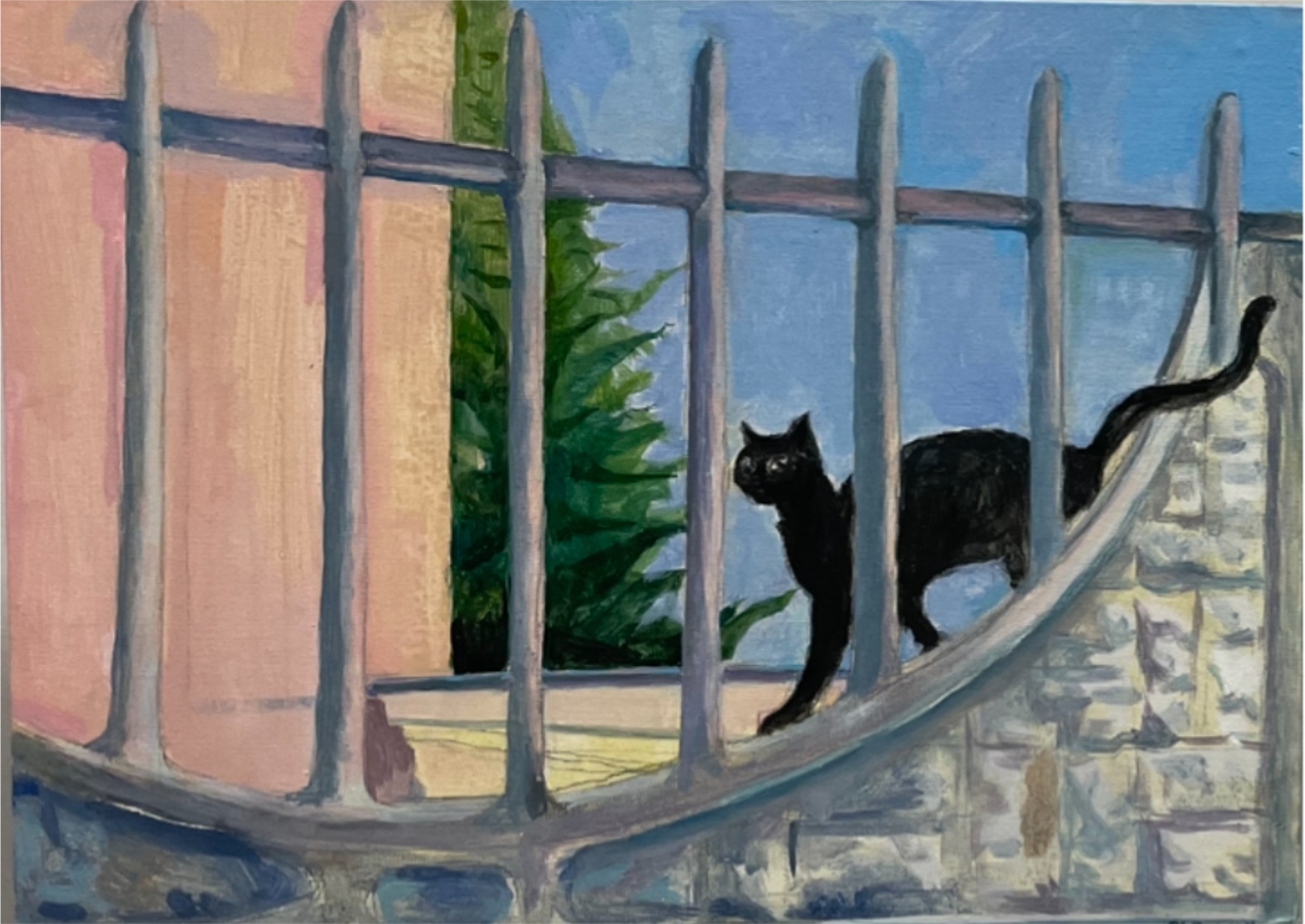 Chen Leru, Black Cat, 2024, Oil, acrylic on canvas
