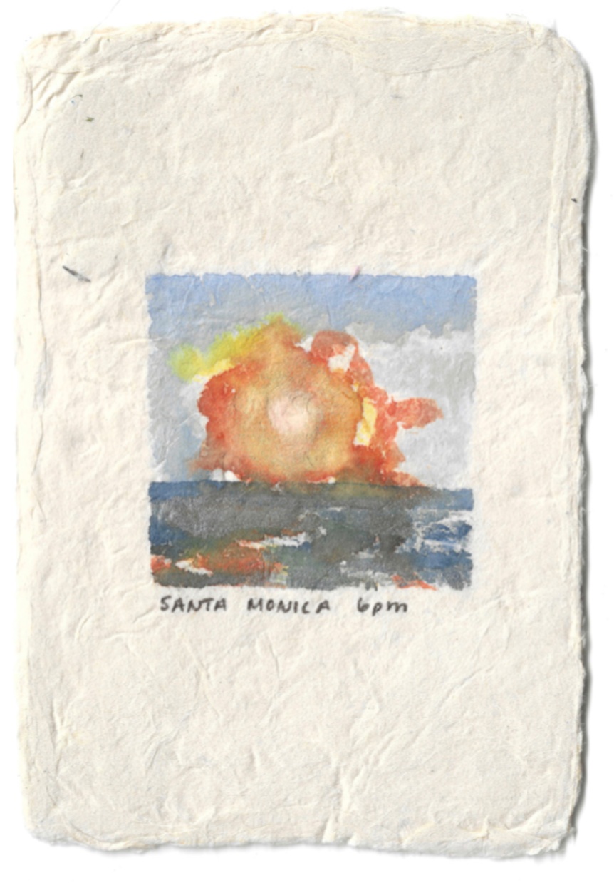 Cydney Williams, Sunset in October I, 2024, watercolor on handmade Bhutanese edgeworthia paper