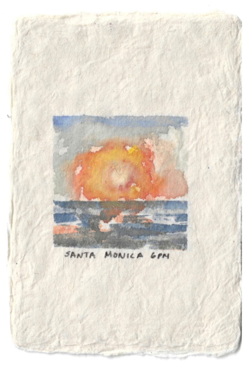 Cydney Williams, Sunset in October II, 2024, watercolor on handmade Bhutanese edgeworthia paper