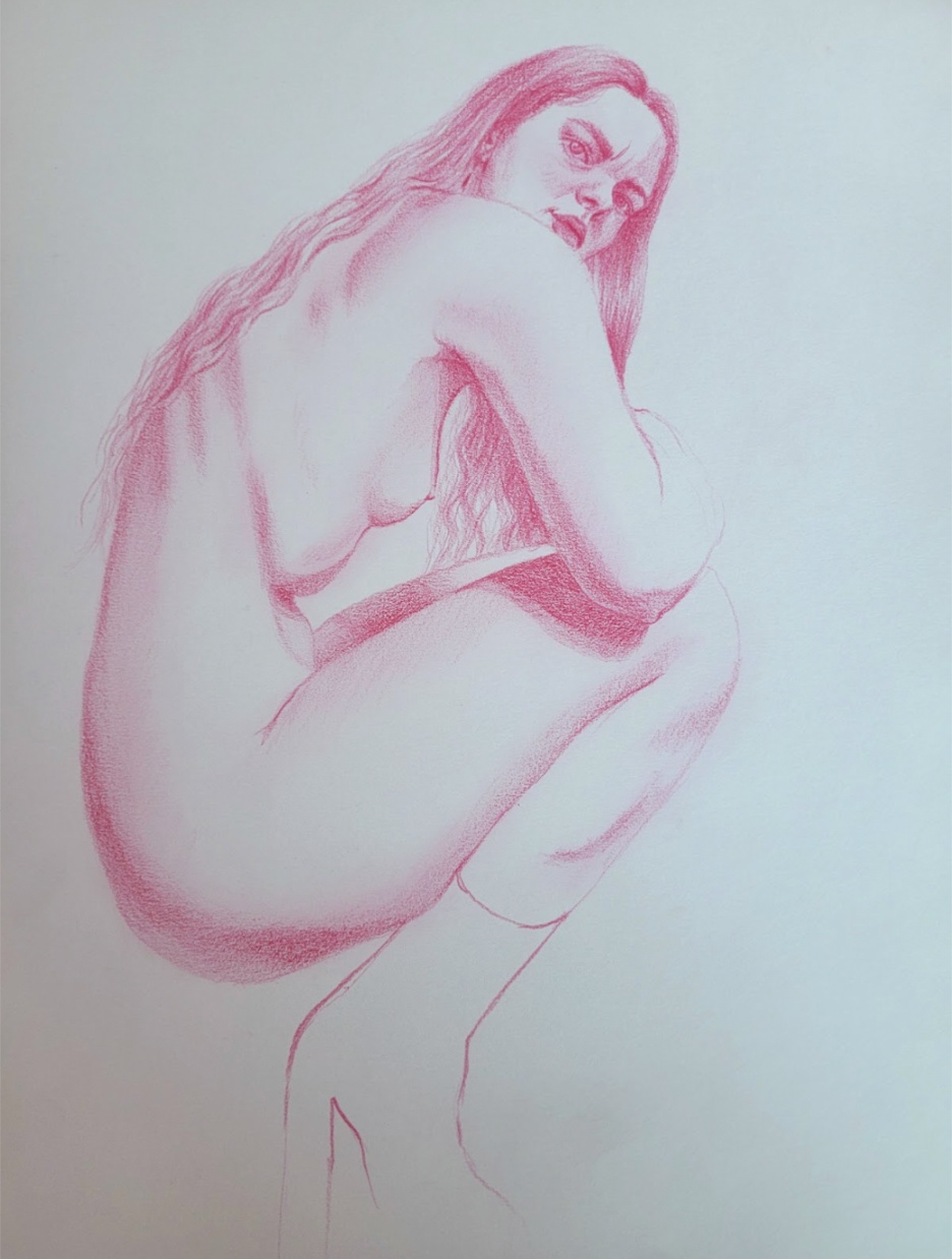 Emma Hapner, Dollhouse Study I, 2023, colored pencil on paper