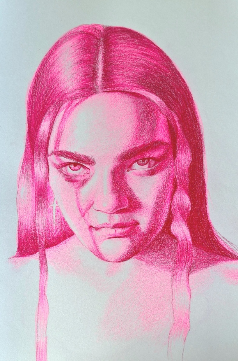 Emma Hapner, Siren Song Study, 2023, colored pencil on paper