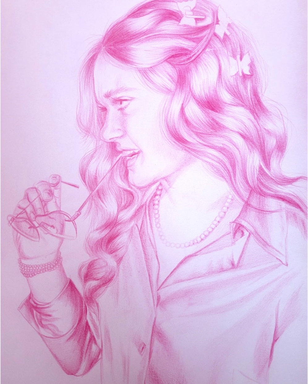 Emma Hapner, Sunkissed Study, 2022, colored pencil on paper