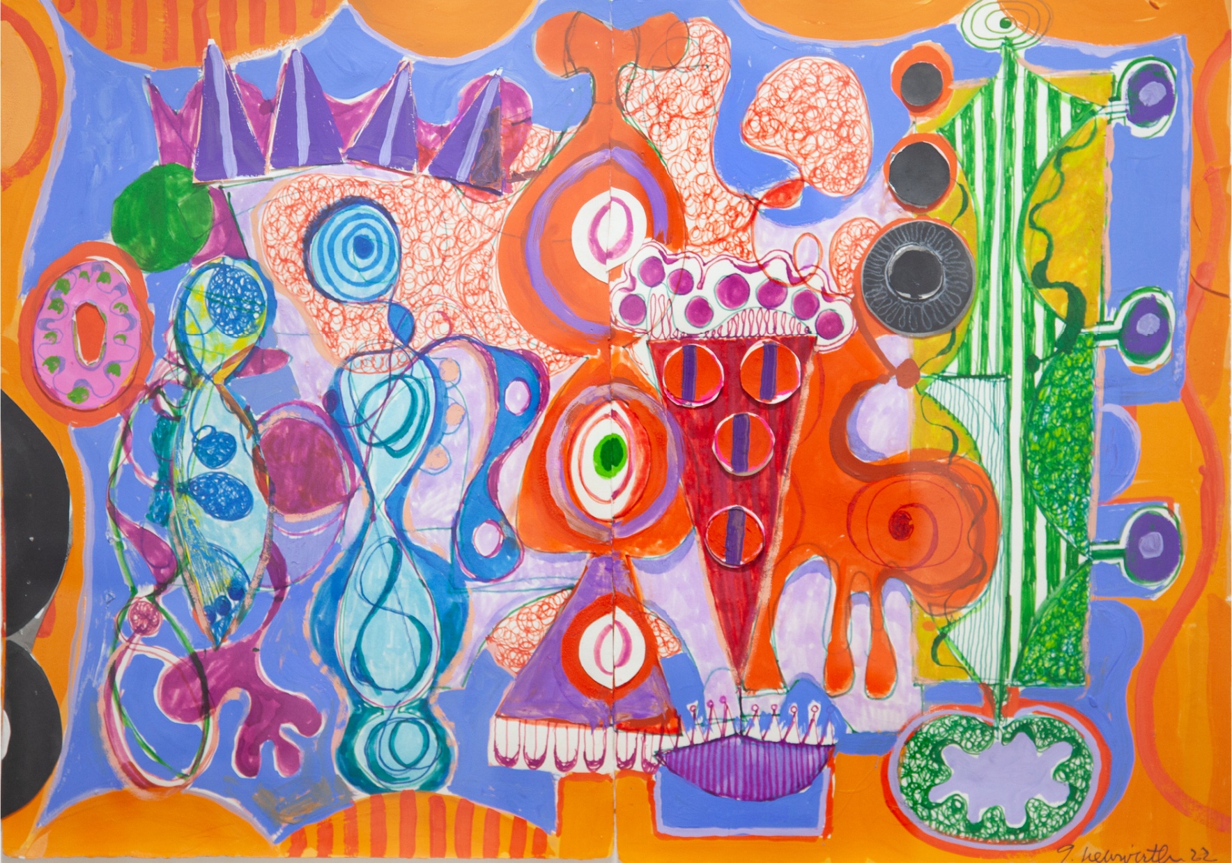 Geraldine Neuwirth, Circus Set, Acrylic on canvas with collage