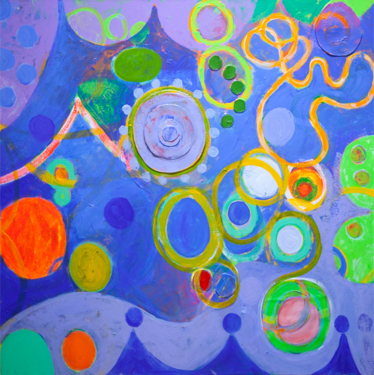 Geraldine Neuwirth, Star Gazing, Acrylic on canvas with collage