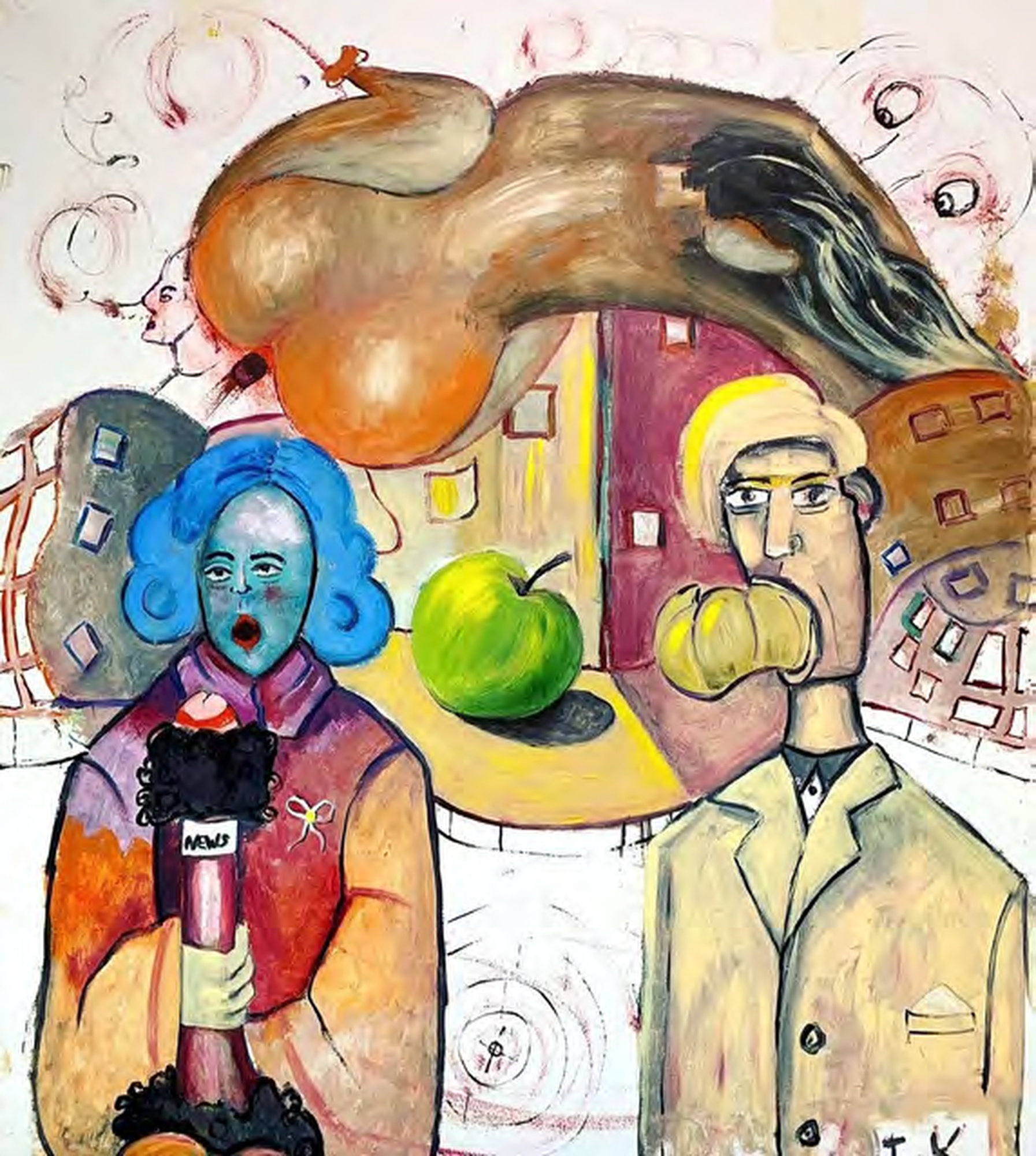 Inga Khurieva, Debates, 2024, oil on cardboard