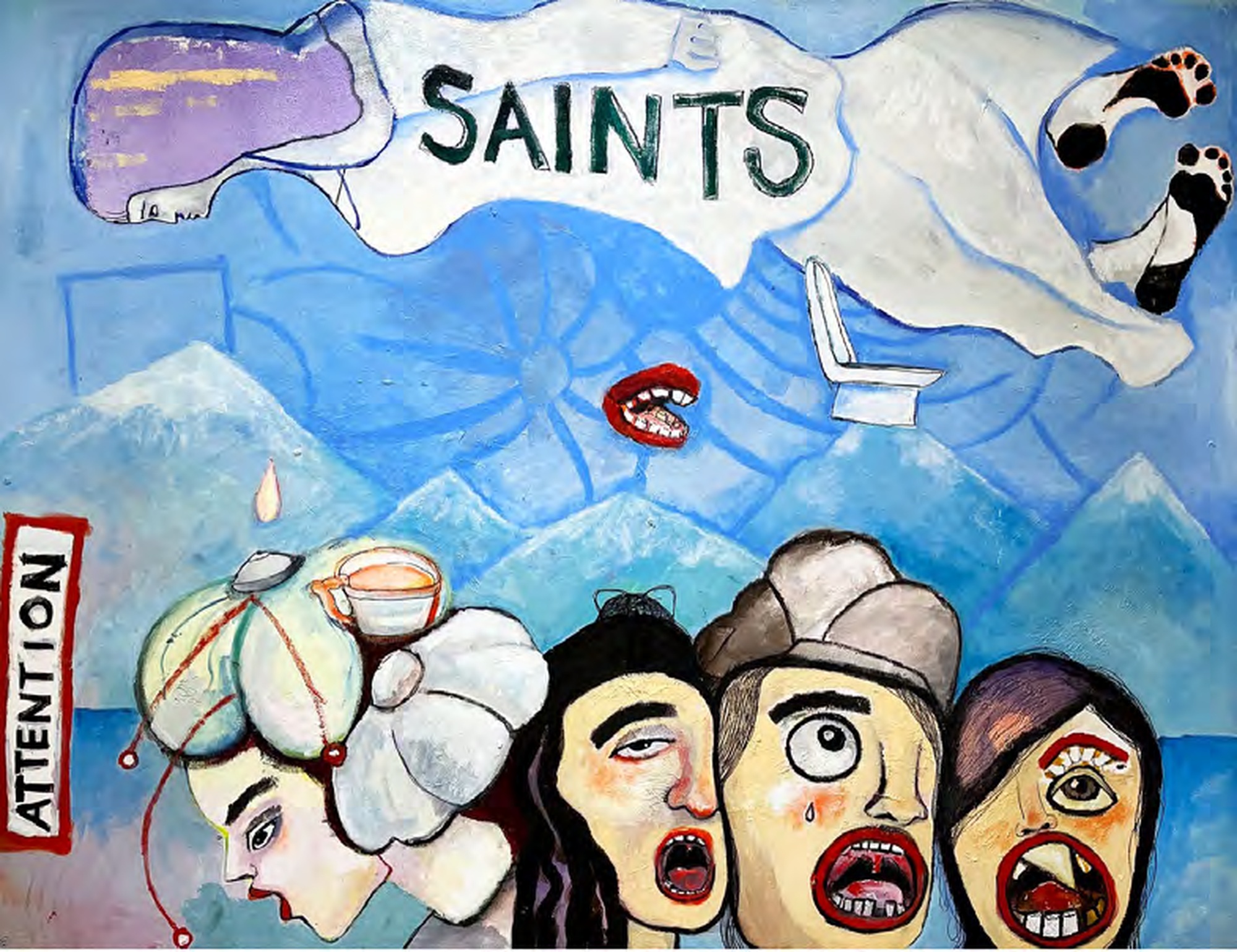 Inga Khurieva, Saints, 2024, oil and pen on canvas