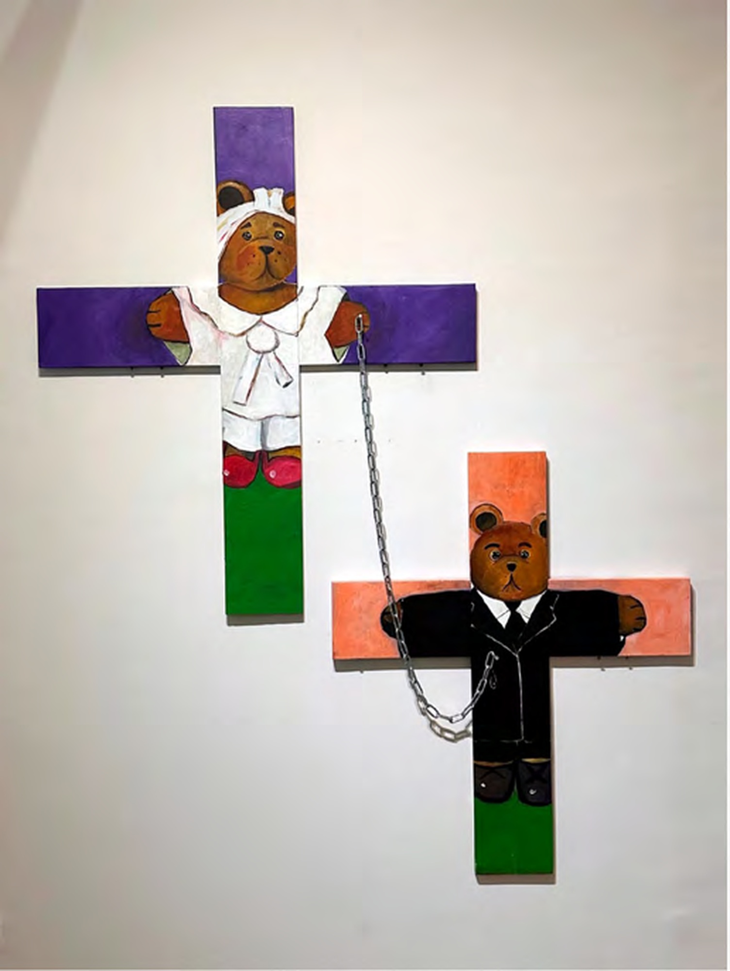 Inga Khurieva, Till Death Do Us Part, 2024, mixed media, wood, acrylic and steel