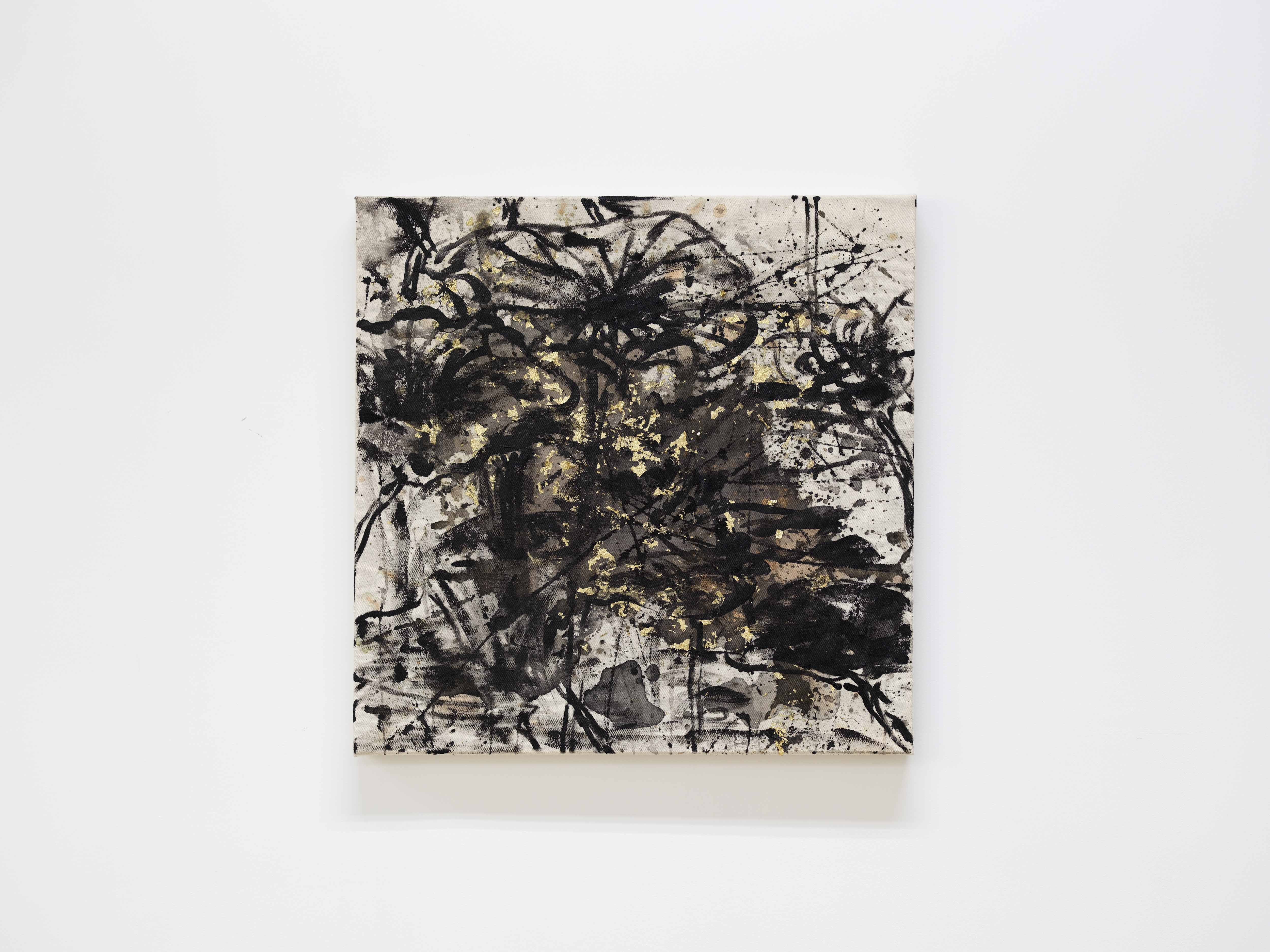 Jeana Zhenyu Zhang, Savoring 1, 2026, acrylic on linen with gold leaf