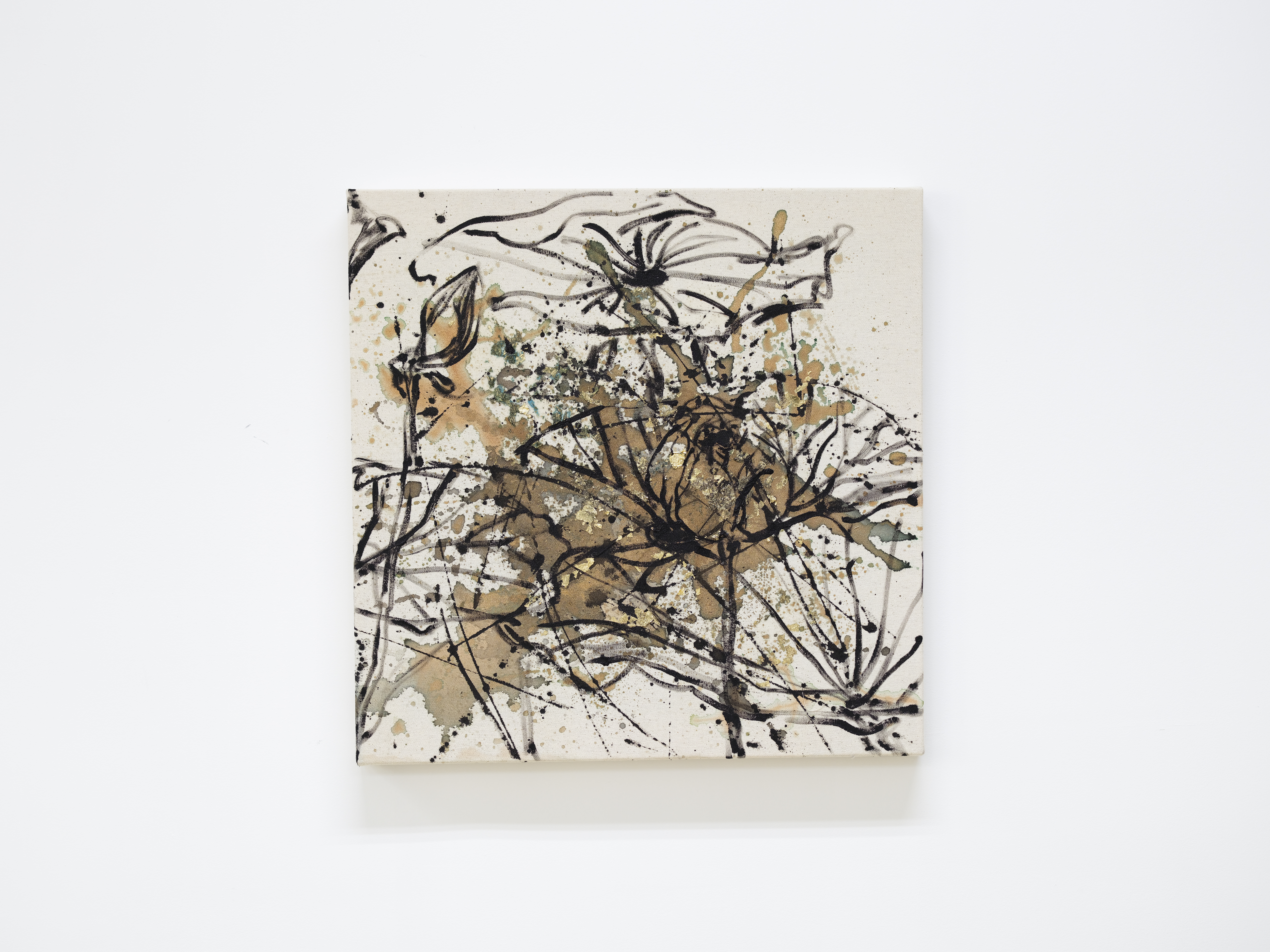 Jeana Zhenyu Zhang, Savoring 4, 2026, acrylic on linen with gold leaf