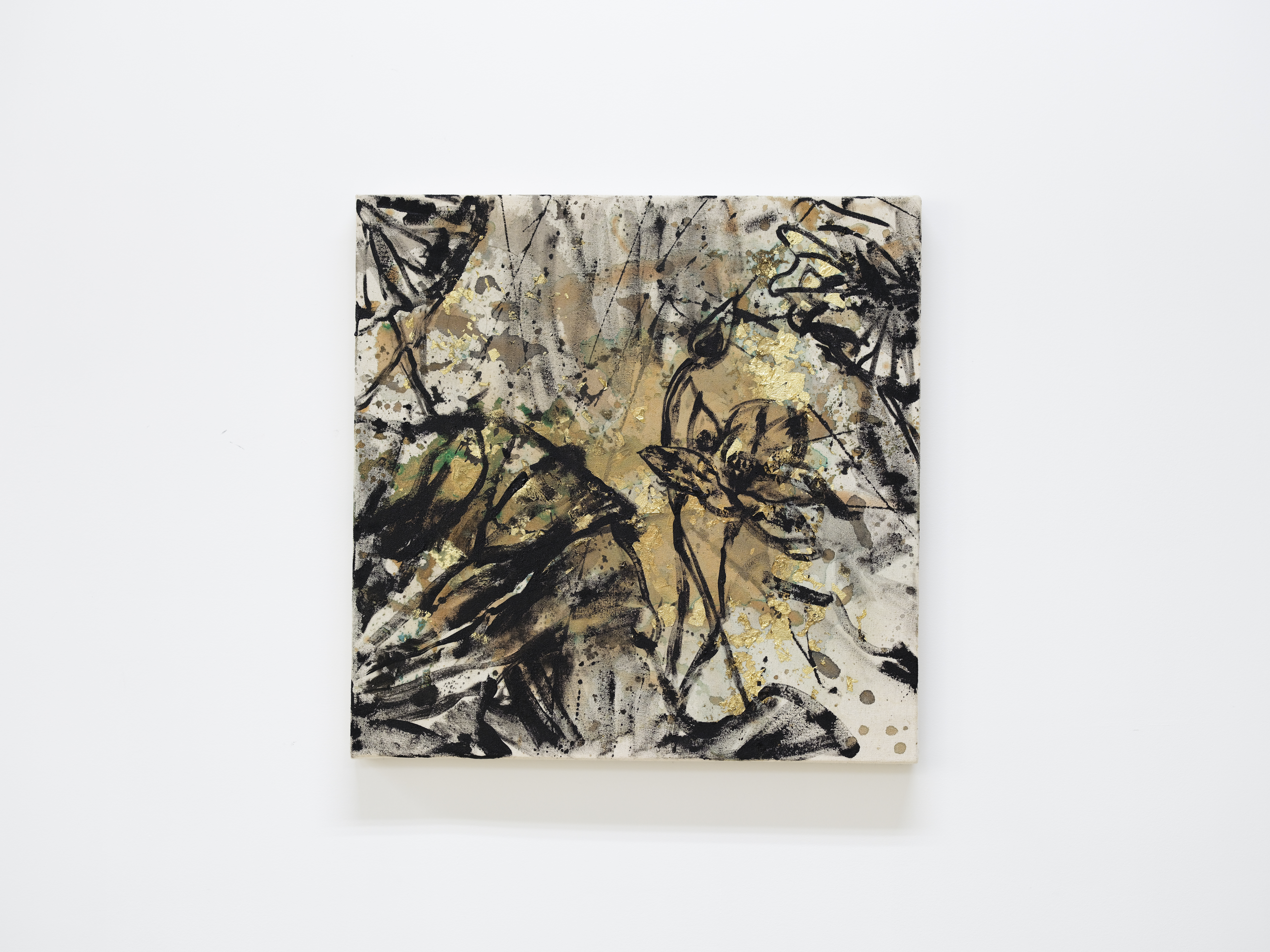 Jeana Zhenyu Zhang, Savoring 6, 2026, acrylic on linen with gold leaf