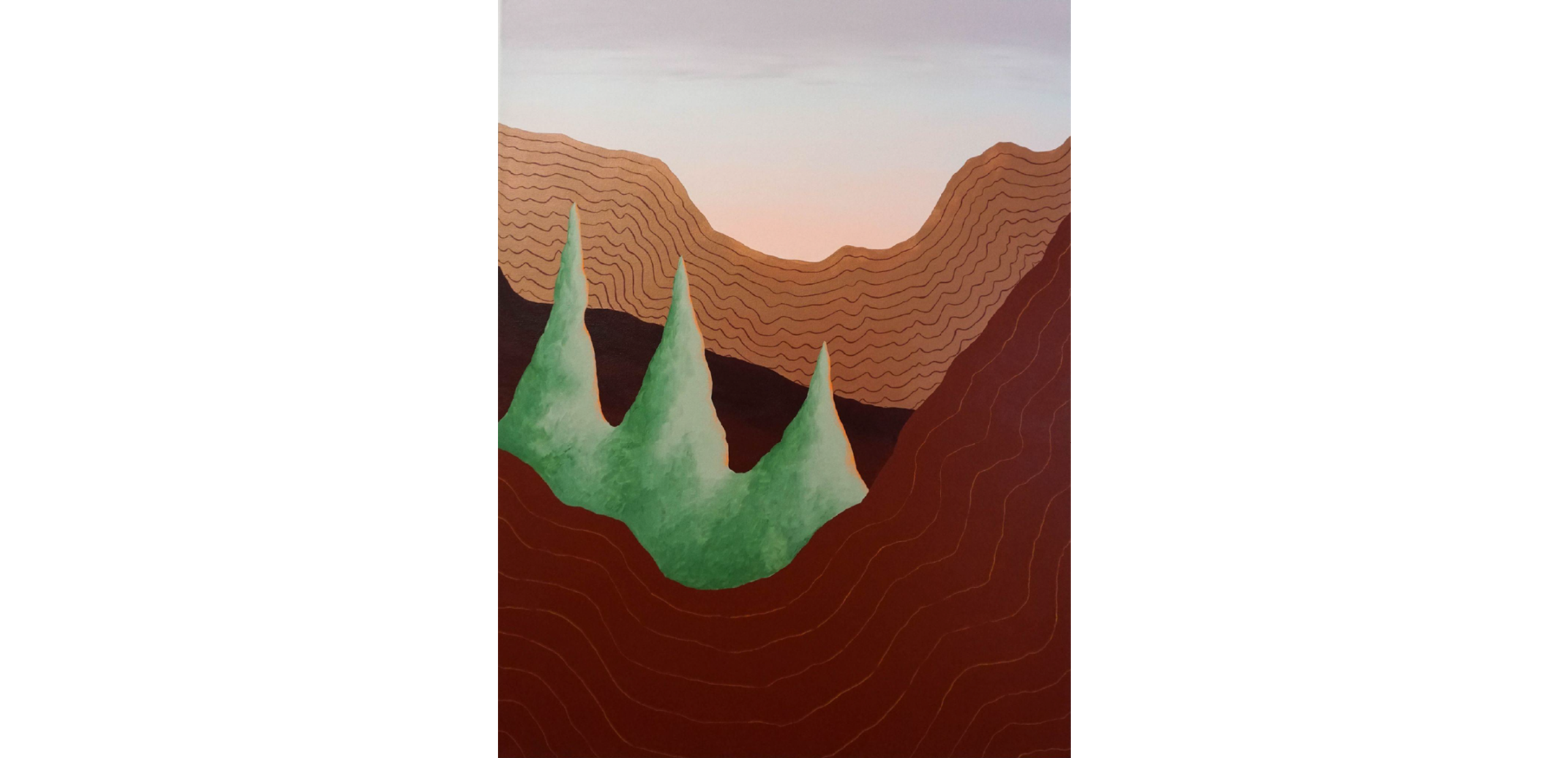 Kristian Battell, The Lichen Pikes, 2025, acrylic on canvas