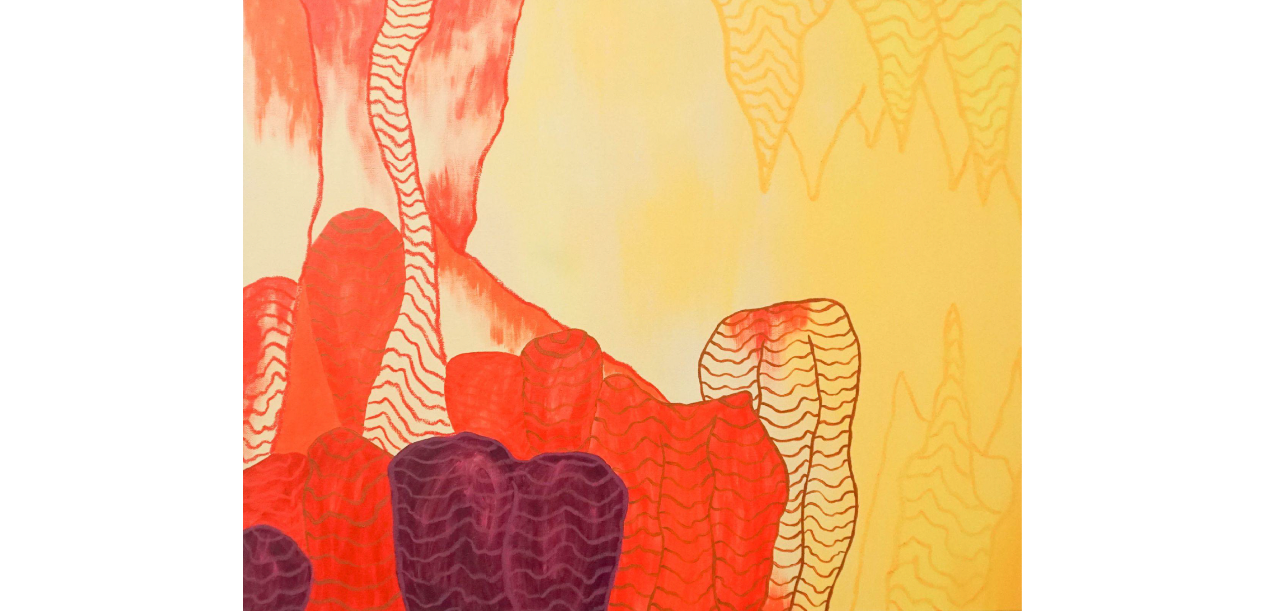 Kristian Battell, Visions of Howe Caverns, 2025, acrylic and oil pastel on canvas