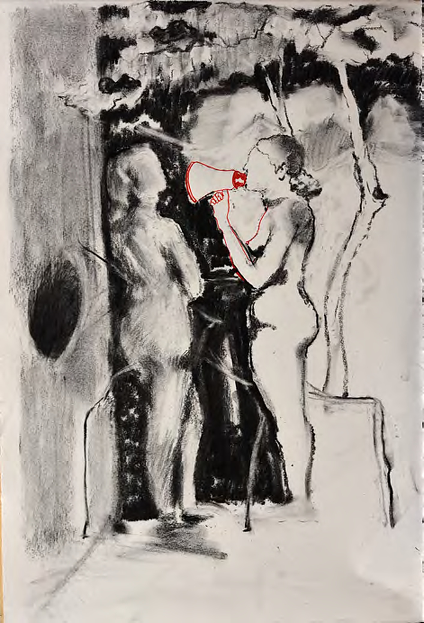 Li Xu, Under the tree, 2022, charcoal on paper