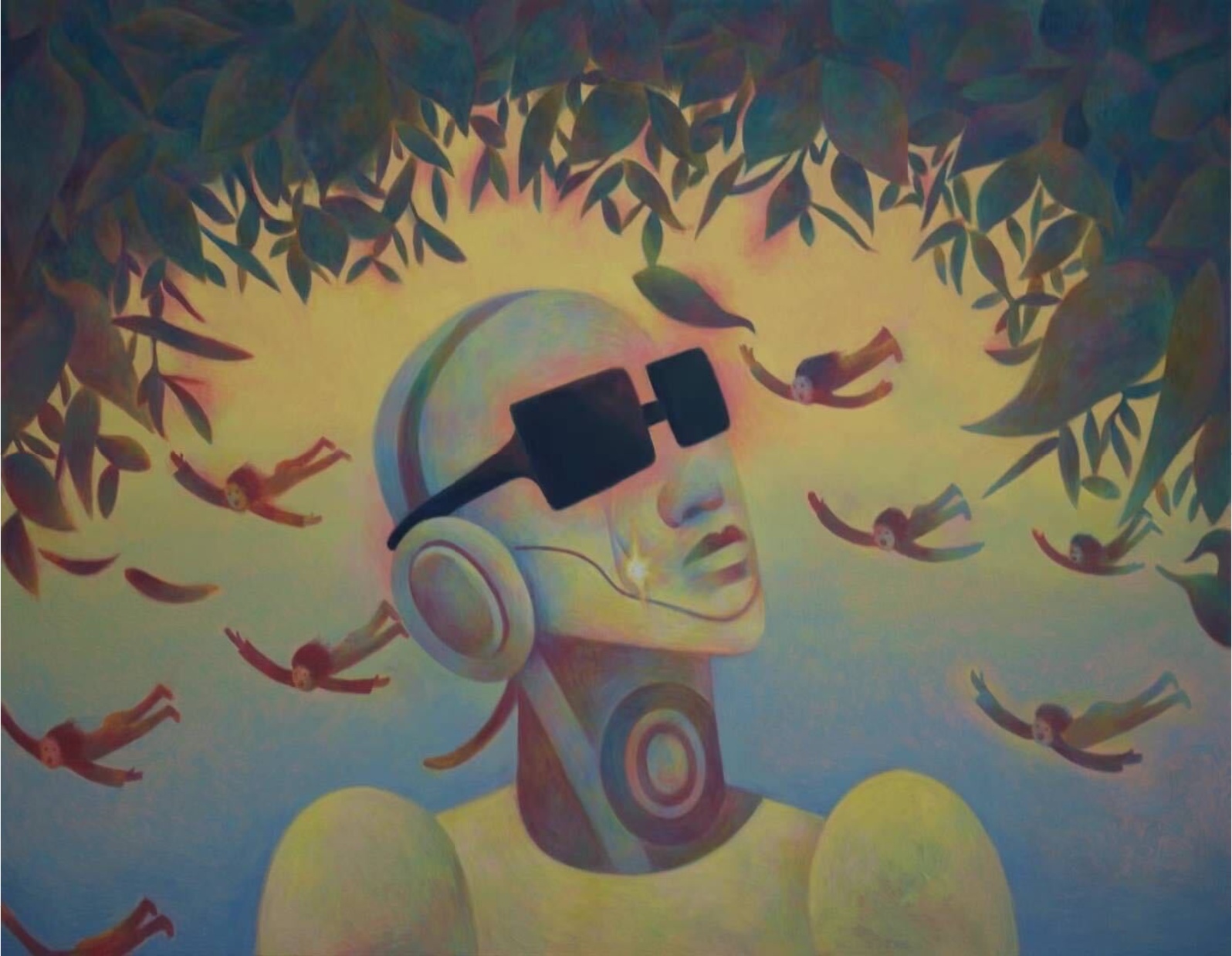 Wo Xinyu, You Shed Tears When You Missed the Sun, 2024, oil on wood panel