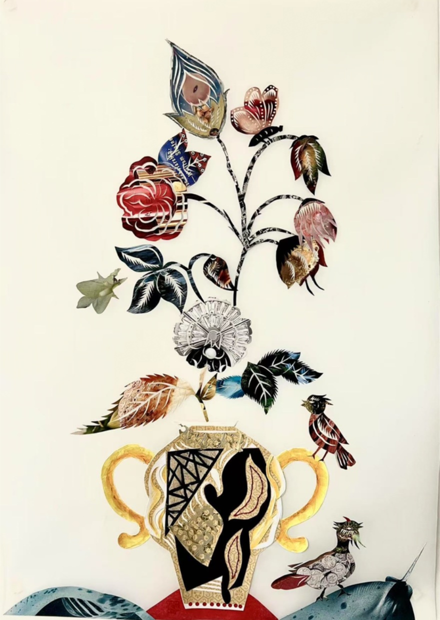 Xin Song, Still Life Life series #03, 2024, Mixed material, watercolor and photo papercut collage