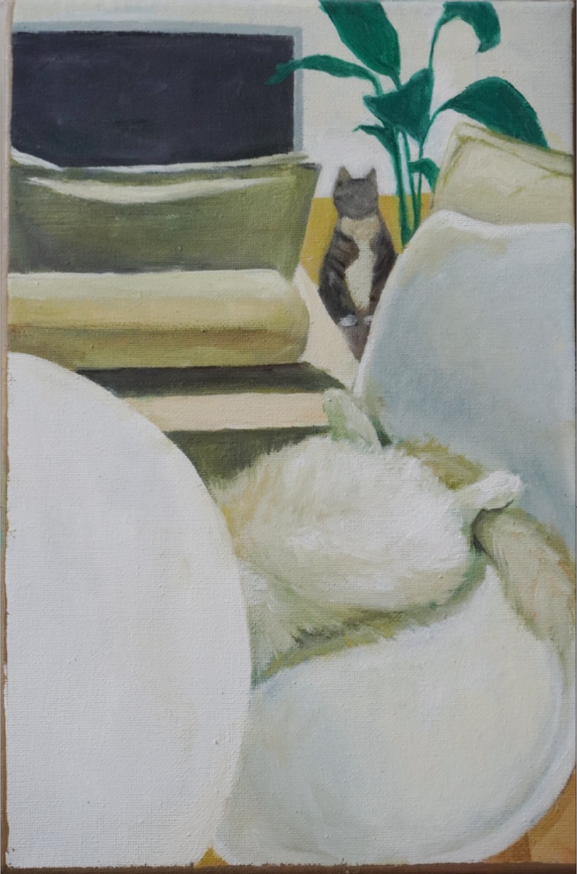 Xinxin Din, Dining room 02, 2021, oil on canvas