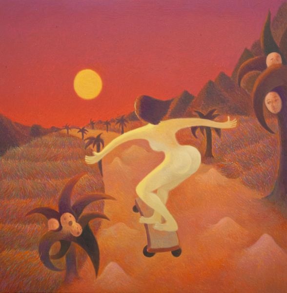 Xinyu Wo, Time out of mind, 2025, Oil on wood panel