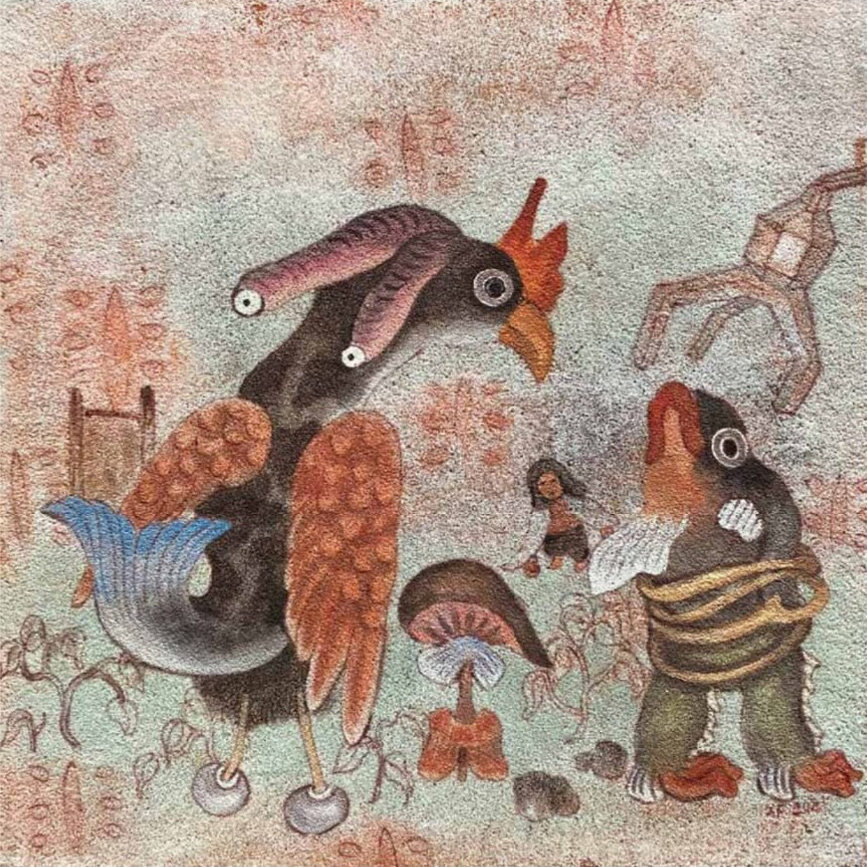 Xue Fei, Mechanical Fish, 2021, mixed media on canvas