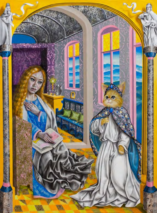 Amy Liu, Juan and Catto, 2023, acrylic and graphite on canvas