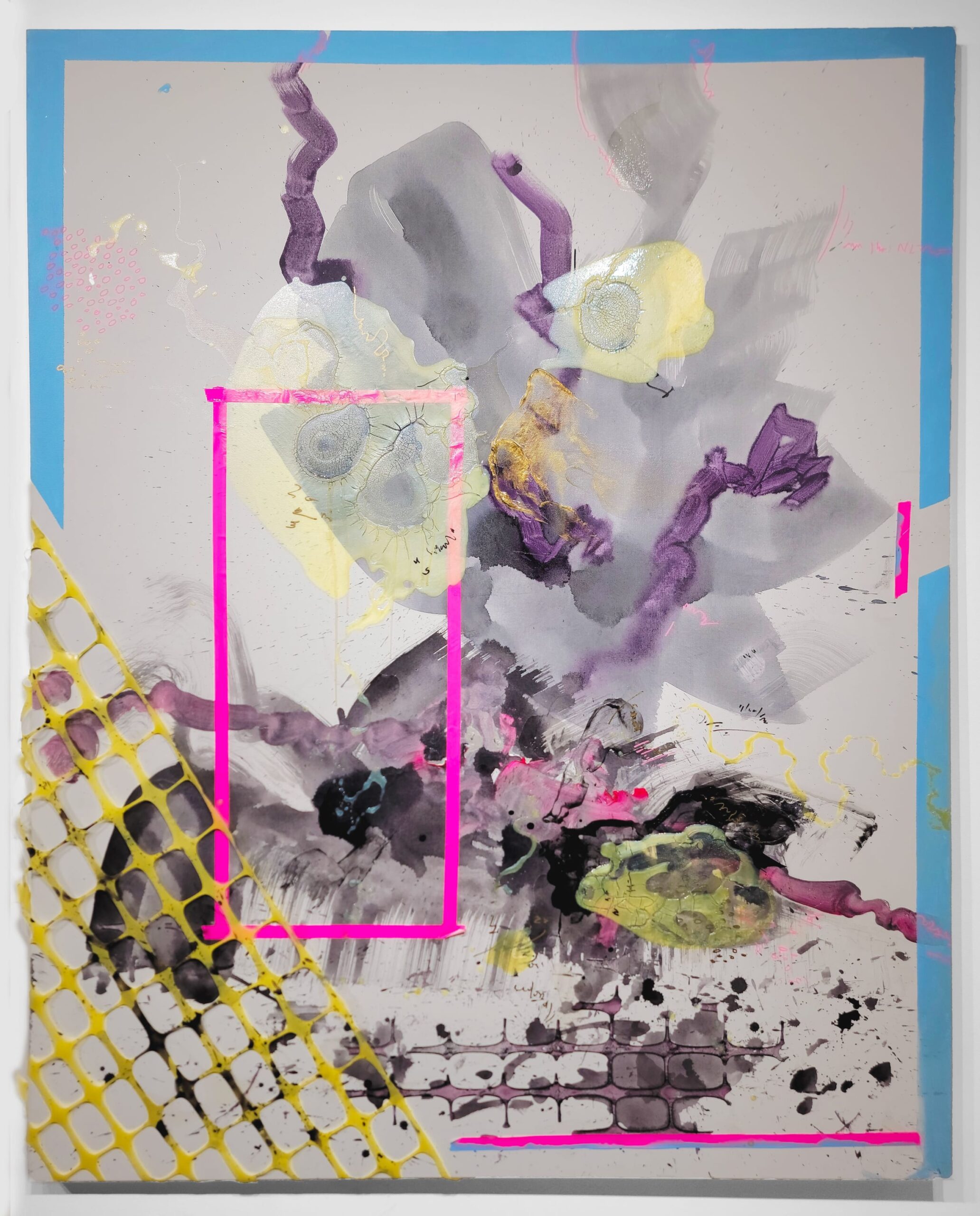 Chukwuemeka Anthony Chukwu, Polyatomic Polythene, 2022, acrylic, tapes on canvas
